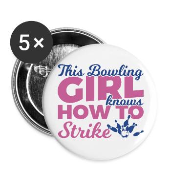 Bowling Girl - Buttons small 1''/25 mm (5-pack) - white - Front