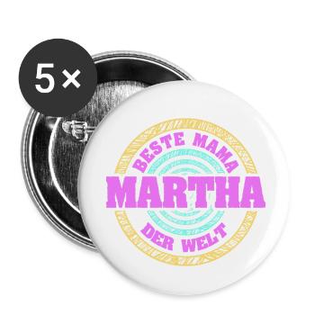 Mutter Martha - Buttons klein 25 mm (5er Pack) - Weiß - Vorne
