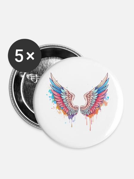 angelwings,engelsflügel,graffiti,malerei,bunt - Buttons klein 25 mm (5er Pack) - Weiß