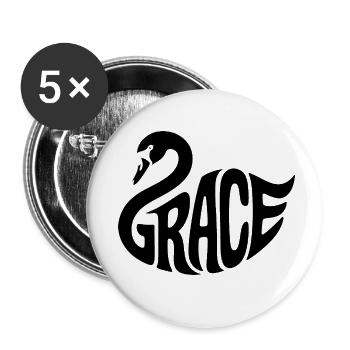 Grace - Logo du cygne cool - Lot de 5 petits badges (25 mm) - blanc - Devant
