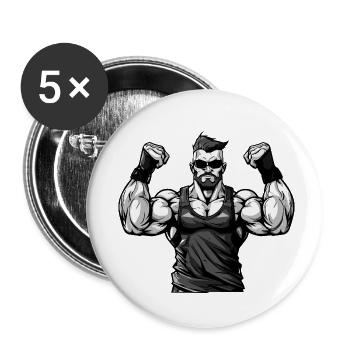 Muskeln Training - Buttons klein 25 mm (5er Pack) - Weiß - Vorne