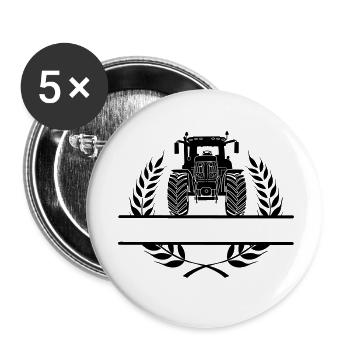 Traktor-Frontansicht im Lorbeerkranz - Buttons klein 25 mm (5er Pack) - Weiß - Vorne