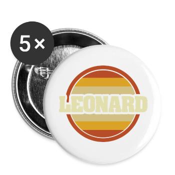 Cadeau pour Leonard - Lot de 5 petits badges (25 mm) - blanc - Devant