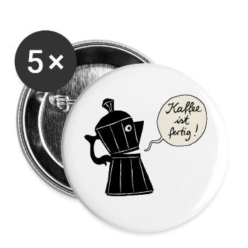 Coffee ready (contour) - Buttons small 1''/25 mm (5-pack) - white - Front
