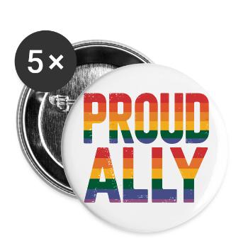 Proud Ally: Stolzer Verbündeter - Buttons klein 25 mm (5er Pack) - Weiß - Vorne