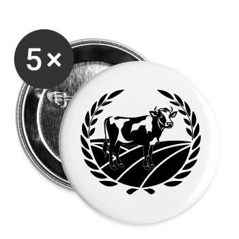 Milchkuh in Landschaft mit Lorbeerkranz - Buttons klein 25 mm (5er Pack) - Weiß - Vorne
