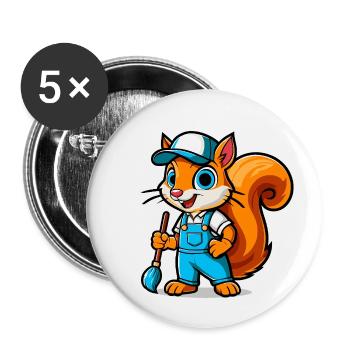 Eichhoernchen Maler - Buttons klein 25 mm (5er Pack) - Weiß - Vorne
