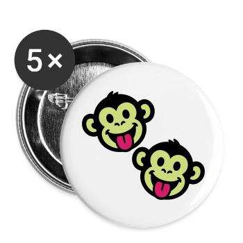 Affen Lustig - Buttons klein 25 mm (5er Pack) - Weiß - Vorne
