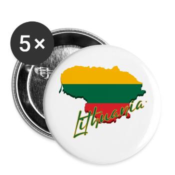 Landkarte von Litauen, Flagge von Litauen - Buttons klein 25 mm (5er Pack) - Weiß - Vorne