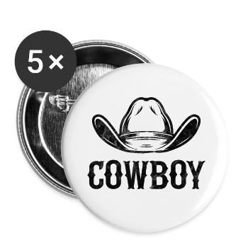 Cow-boy - Lot de 5 petits badges (25 mm) - blanc - Devant
