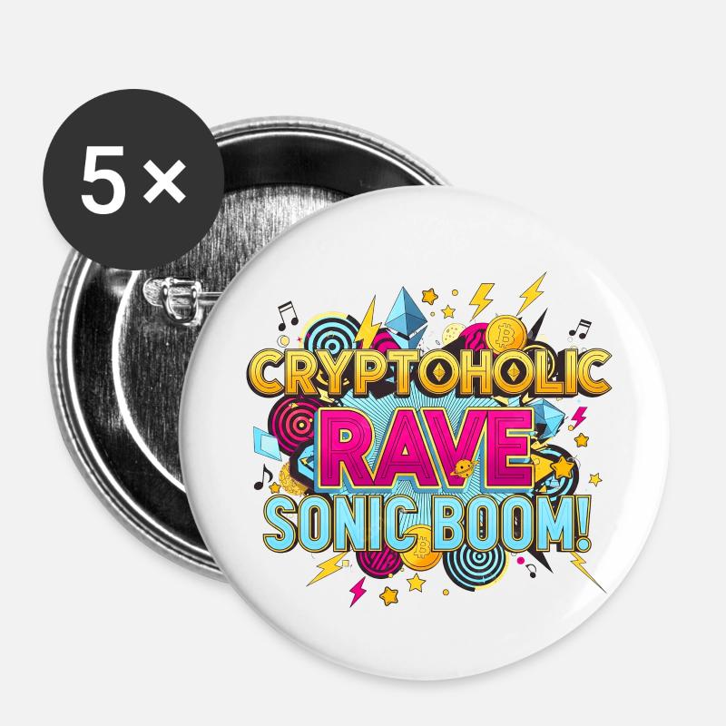 Crypto Trader Techno Art - Lot de 5 petits badges (25 mm) - blanc