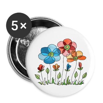 Blumen - Buttons klein 25 mm (5er Pack) - Weiß - Vorne