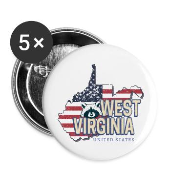 Virginie-Occidentale États-Unis États-Unis Souvenir - Lot de 5 petits badges (25 mm) - blanc - Devant