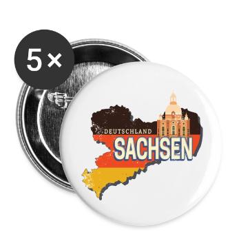 Sachsen Deutschland Retro Bundesland Landkarte - Buttons klein 25 mm (5er Pack) - Weiß - Vorne