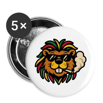 Reggae Bobr – Rasta Bober - Lot de 5 petits badges (25 mm) - blanc - Devant