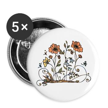 Blumen - Buttons klein 25 mm (5er Pack) - Weiß - Vorne