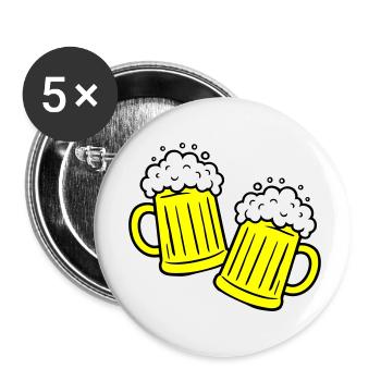 Bier Anstossen Saufen - Buttons klein 25 mm (5er Pack) - Weiß - Vorne
