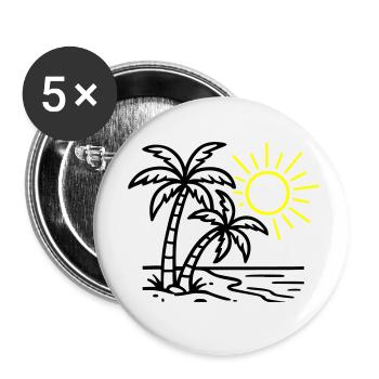 Insel Palmen Strand - Buttons klein 25 mm (5er Pack) - Weiß - Vorne