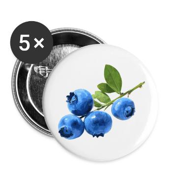 Blaubeeren - Buttons klein 25 mm (5er Pack) - Weiß - Vorne