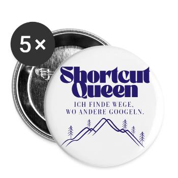 Shortcut Queen Ich finde Wege wo andere googeln - Buttons klein 25 mm (5er Pack) - Weiß - Vorne
