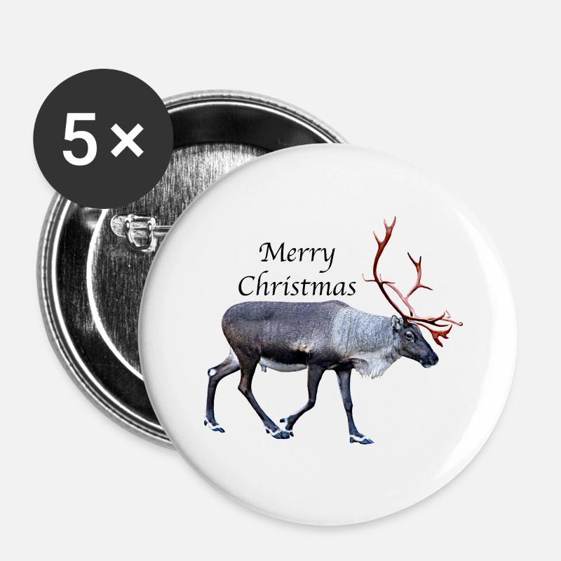 Joyeux Noël - Lot de 5 petits badges (25 mm) - blanc