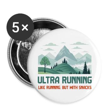 L’ultra running, comme la course à pied mais avec des collations - Lot de 5 petits badges (25 mm) - blanc - Devant