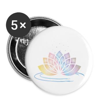 Stylized Pastel Flower Symbol with Water - Buttons small 1''/25 mm (5-pack) - white - Front