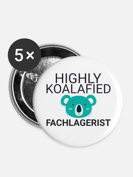 Fachlagerist Koalafied - Buttons klein 25 mm (5er Pack) - Weiß