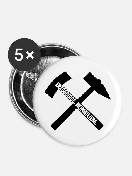 Heimatliebe Erzgebirge - Buttons klein 25 mm (5er Pack) - Weiß