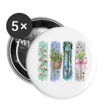 Gartenliebe Naturfreund Floral Motif - Buttons small 1''/25 mm (5-pack) - white - Front