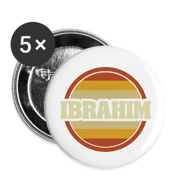First name Ibrahim - Buttons small 1''/25 mm (5-pack) - white - Front