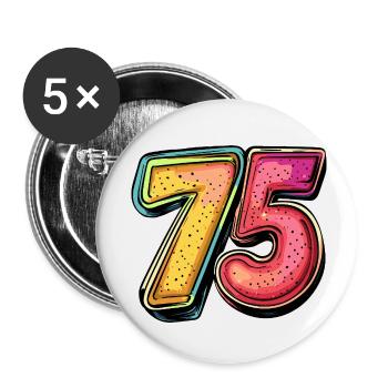 75 Number Comic - Buttons small 1''/25 mm (5-pack) - white - Front
