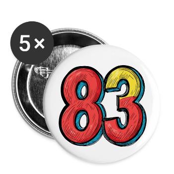 83 Number Comic - Buttons small 1''/25 mm (5-pack) - white - Front