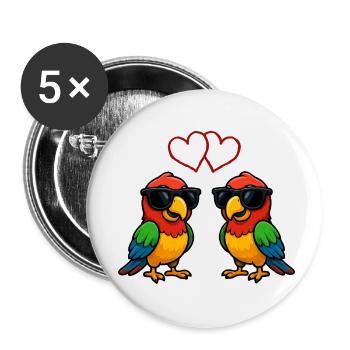 Lunettes de soleil perroquet Comic Love - Lot de 5 petits badges (25 mm) - blanc - Devant