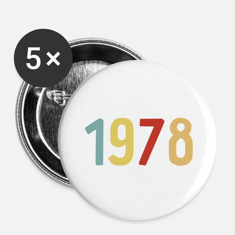 Made in 1978 - Limited Edition - Geburtsjahr - Buttons klein 25 mm (5er Pack) - Weiß