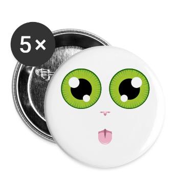 Cat sticks out its tongue - Buttons small 1''/25 mm (5-pack) - white - Front