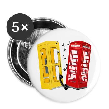 Vintage English and German phone booth - Buttons small 1''/25 mm (5-pack) - white - Front