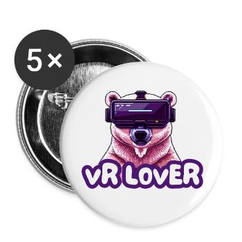 VR Bear with Virtual Reality Glasses - Buttons small 1''/25 mm (5-pack) - white - Front
