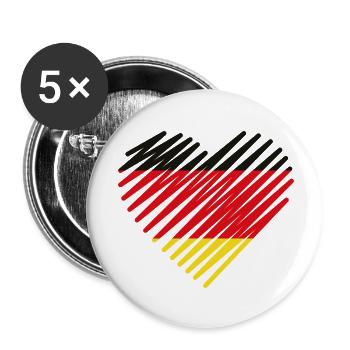 Abstract German Flag Heart Design - Buttons small 1''/25 mm (5-pack) - white - Front