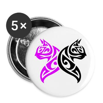Katzen Tribal Kater Design - Buttons klein 25 mm (5er Pack) - Weiß - Vorne