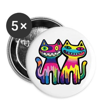 Katzen Paar Bunt - Buttons klein 25 mm (5er Pack) - Weiß - Vorne