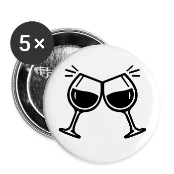 Wine glass toast cheers wine - Buttons small 1''/25 mm (5-pack) - white - Front