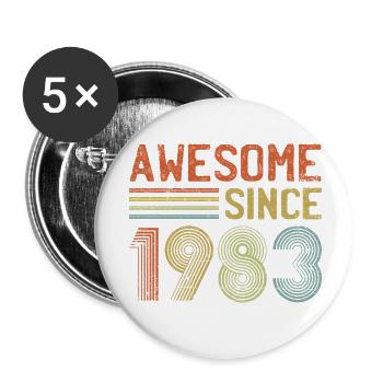 Jahrgang 1983 Retro Textdesign - Buttons klein 25 mm (5er Pack) - Weiß - Vorne