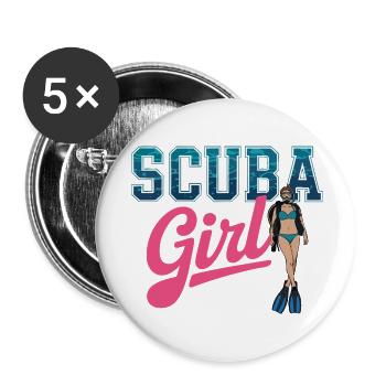 Scuba Girl Tauch-Design - Buttons klein 25 mm (5er Pack) - Weiß - Vorne