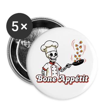 Crâne Chef avec motif de serpent de bonbons - Lot de 5 petits badges (25 mm) - blanc - Devant