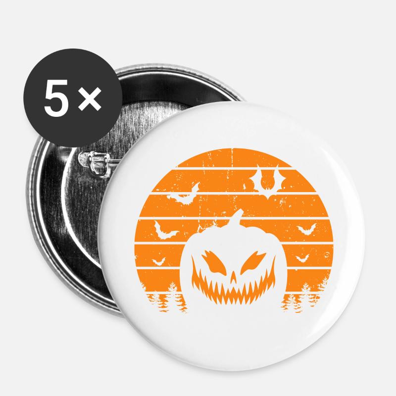 Halloween Pumpkin Vintage - Buttons small 1''/25 mm (5-pack) - white