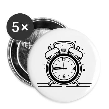 Wecker Uhr - Buttons klein 25 mm (5er Pack) - Weiß - Vorne