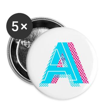 Initial letter A - Buttons small 1''/25 mm (5-pack) - white - Front