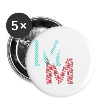M Lettering Gifts - Buttons klein 25 mm (5er Pack) - Weiß - Vorne