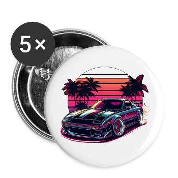 JDM car Japanese Retro Car Racing Drifting Legend - Buttons small 1''/25 mm (5-pack) - white - Front